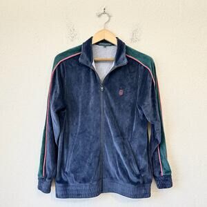 EXTRACURRICULAR Velour Jacket Navy Blue Full Zip Track Training Outdoor